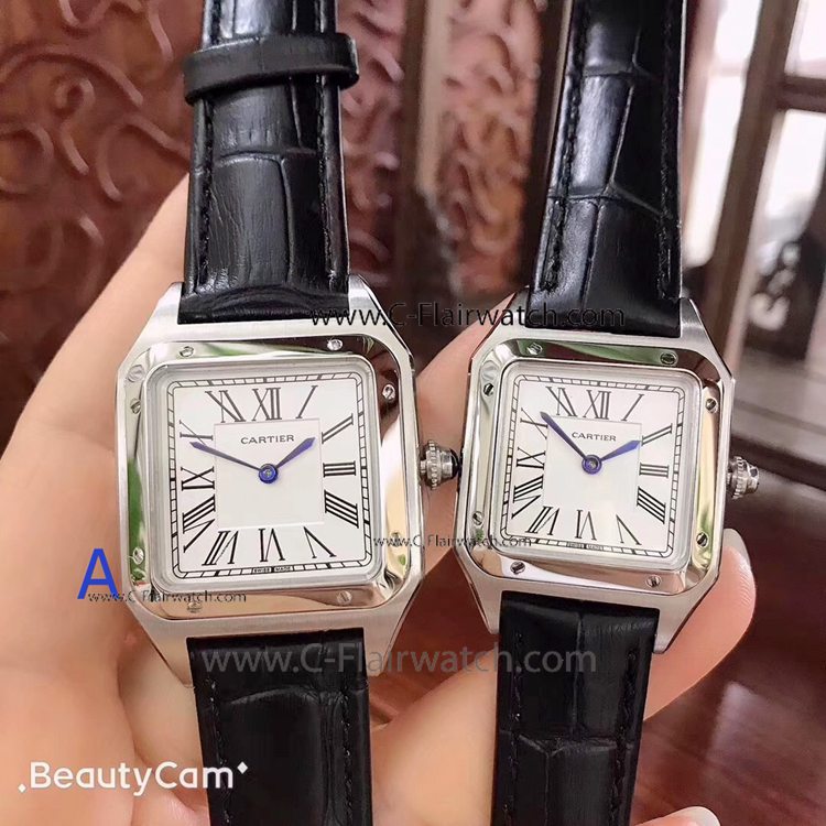 New Cartier Santos Dumont SS White Roman Dial Watch